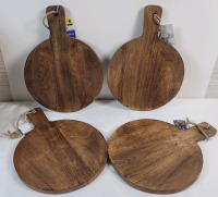 4 New Wooden Round Cutting Boards . Each measures 9 3/4" diameter