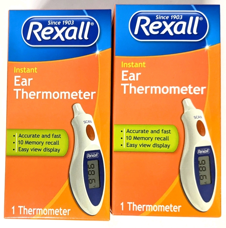 2 New REXALL Instant Ear Thermometers (Batteries Included)