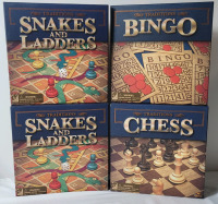 4 New Traditions Board Games . Snakes and Ladders &times;2 , Bingo & Chess .