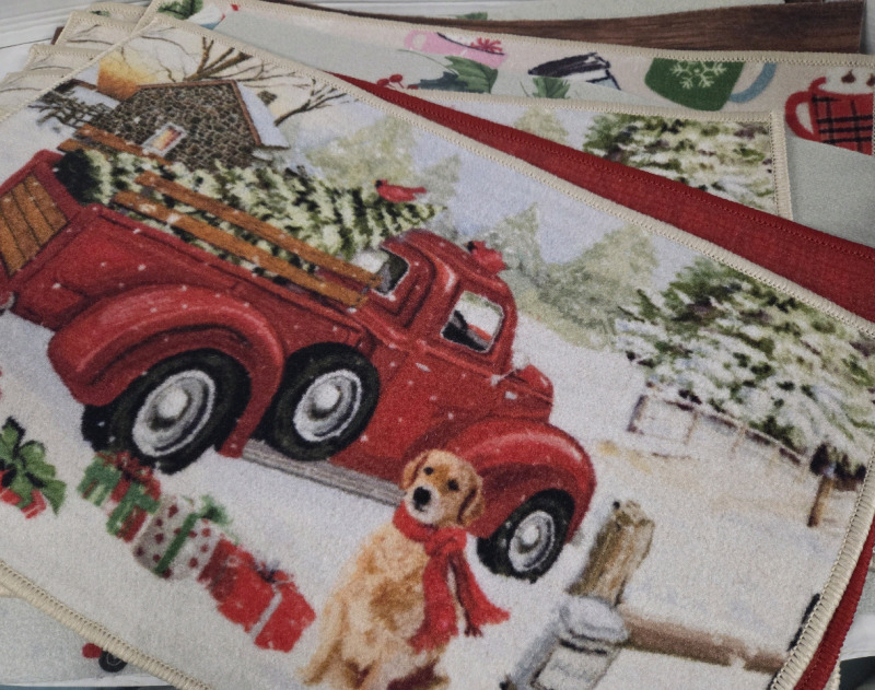 17 New | Variety Sized and Designed Printed Holiday Rugs | Largest Measures 17" x 27"