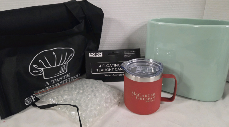 New | Variety Cozy Home Lot | Includes 8" x 7" Flower Vase, 4 Floating Water Activated LED Tea Candles, Apron & More!