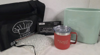 New | Variety Cozy Home Lot | Includes 8" x 7" Flower Vase, 4 Floating Water Activated LED Tea Candles, Apron & More!