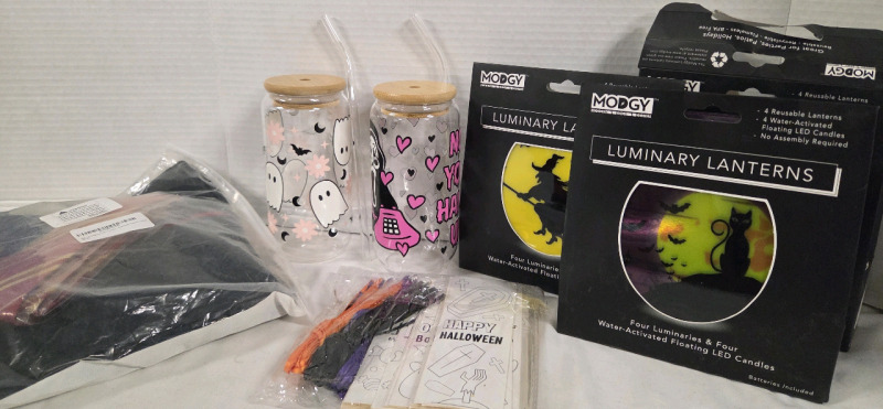 New and as New | Variety Halloween Lot | Includes Lanterns, Cups, Costume and Bookmarks