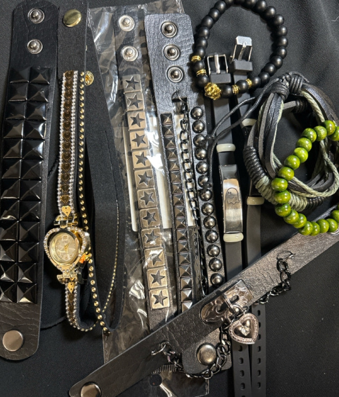 10 New Assorted Leather Watch and Bracelets | Longest measures 16"