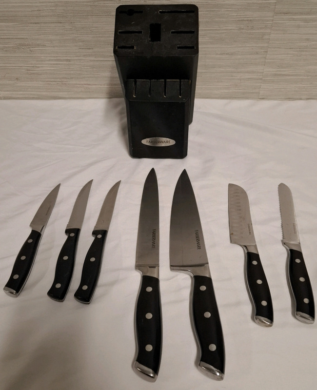 As New 7 Farberware Stainless Steel Knifes | Tallest Knife Heights- 13"