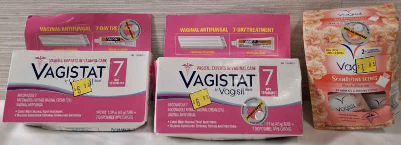 2 New Vagistat Cream By Vagisil (Net WT 45g) & Vagisil Scented Wipes (7.3" X 5") | Earliest BB- 11/2025