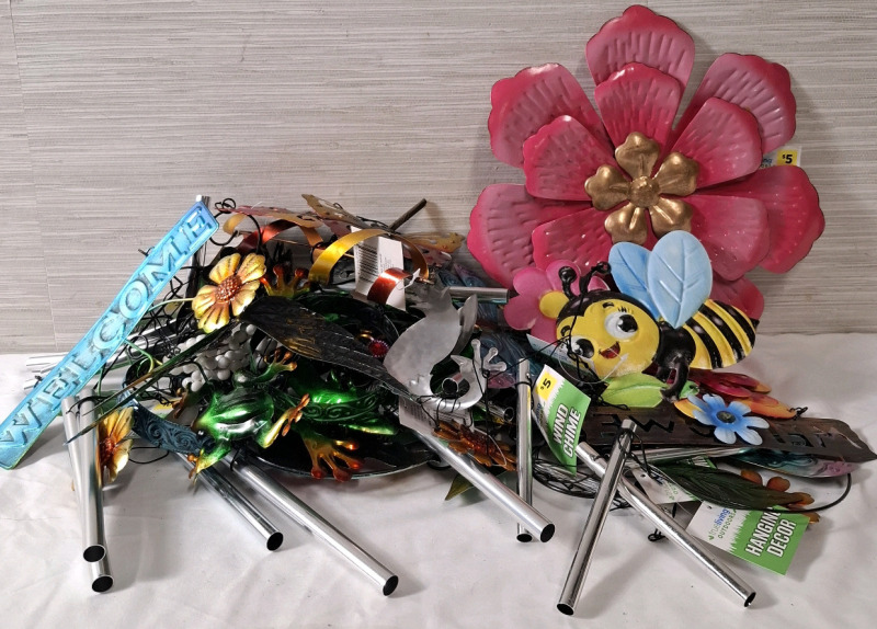 8+ Home Decor Items | Includes - Metal Welcome Hanging Decors, Wind Chimes and more | Tallest Measure Heights- 12"