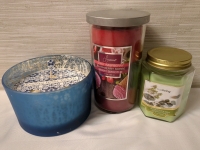 3 New Candles Assorted Sizes and Scents, tallest is 6 Inches