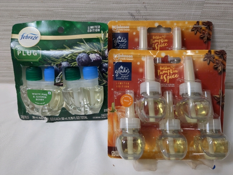 3 New Packs Glade and Febreze Air Freshener Refills 0.67 to 0.87 fl oz per