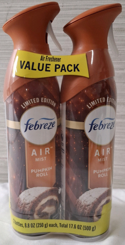 2 New Febreze Air Freshers | Pumpkin Roll Air Mist | 250g Each