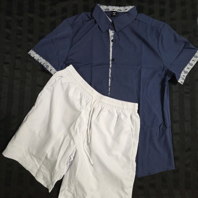 New | Size L-XL Men's Short and Collared shirt Outfit