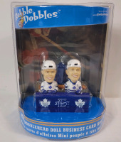 2002 NHL Hockey Bobble Dobbles Mats Sundin & Tie Domi Mini Bobblehead Doll Business Card Holder in Original Package .