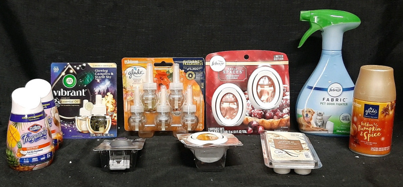 Large Lot of Air Fresheners From Brands Such as Air Wick, Glade, Febreze, Clorox & Kōze Place