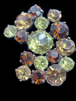 Early Vintage Unique Brooch Large Chatons Smoked Tooaz Topaz and Jonquil approximately 2 x 1.5 inch