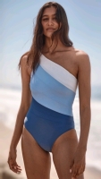 New Size 12 Women's SUMMERSALT The Sidestroke Bathing Suit - Sky & Blue Mountain & White Sand | Retails $160!