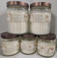 5 New | Spiced White Pumpkin Candles | (3) 227g 2 Wick Candles & (2) 510g 2 Wick Candles