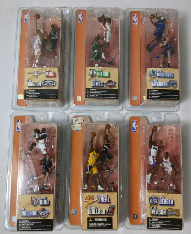6 Vintage 2003 McFarlane NBA Figures In Sealed Pack