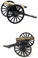 Vintage MFCO Toy/Desktop Cannon Brass & Cast-Iron Model C 1/2 (5.4" Long )Civil War Era Replica & LA Italy #374 Metal Replica Cannon (7" Long)