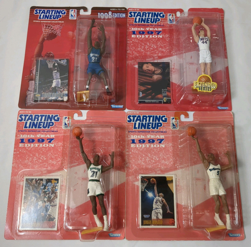 4 Vintage 1997/98 Starting Lineup NBA Figures in Sealed Pack