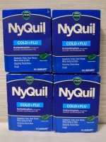 4 New Boxes Vicks NyQuil Cold & Flu, 16 Liquicaps per box, EXP OCT 2026