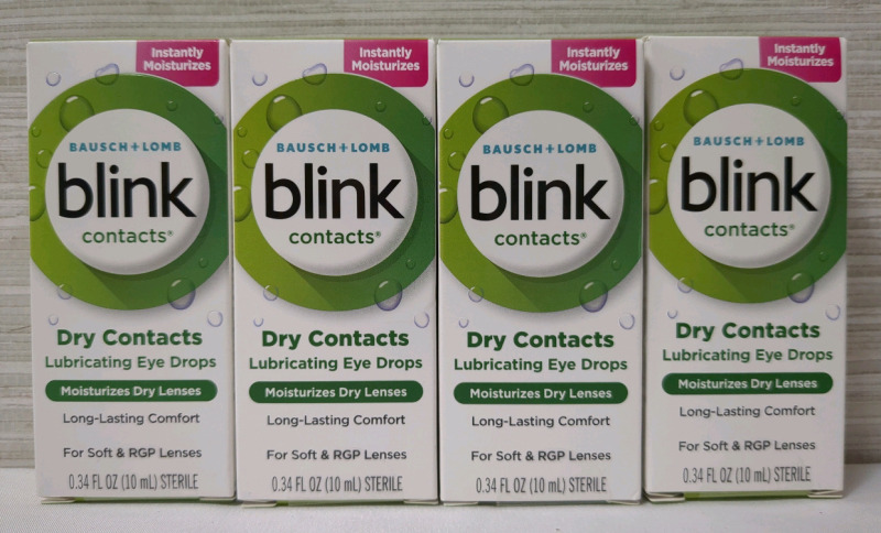 4 New Boxes Bausch+Lomb Dry Contacts Lubricating Eye Drops 10mL per bottle.
