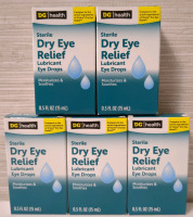 5 New Boxes DG Health Dry Eye Relief Lubricant Eye Drops 15mL per bottle.