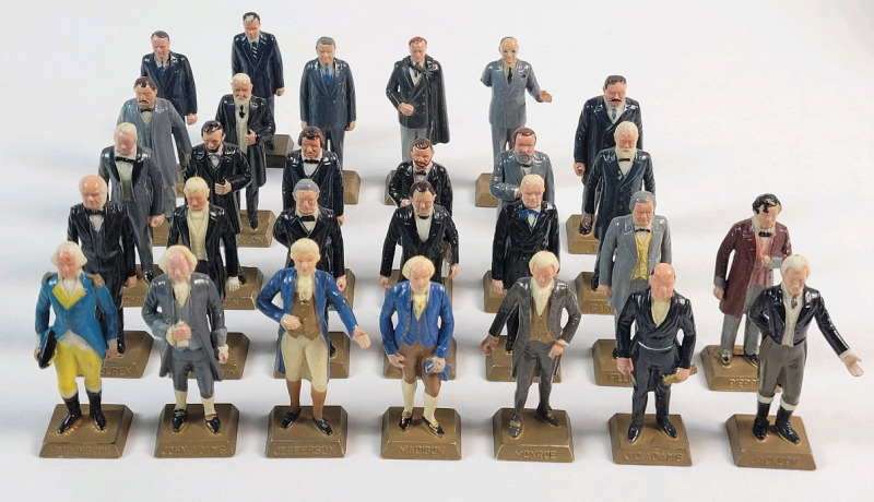 Vintage 1960s MARX Toys Presidents of the United States 2 3/4" Figures . 28 Figures (no doubles) . Truman missing arm