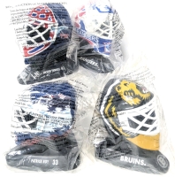 4 Sealed Vintage 1996 MCDONALDS NHL Mini 5" Goalie Masks (See Description For Teams, Names & Numbers)