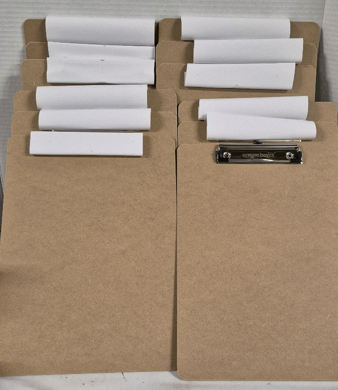 12 New Amazon Basics Clip Boards 8 by 12.5"