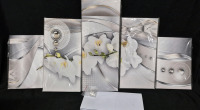 New 5 Canvas Wrapped Floral Pearl Orchid Pictures 8" Wide & 20, 16 & 12" Tall