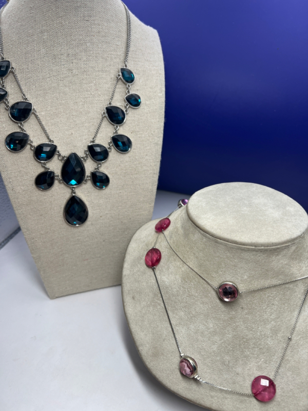 Two Statement Faceted Necklaces One Rich Teal one Pretty Pinks