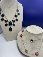 Two Statement Faceted Necklaces One Rich Teal one Pretty Pinks