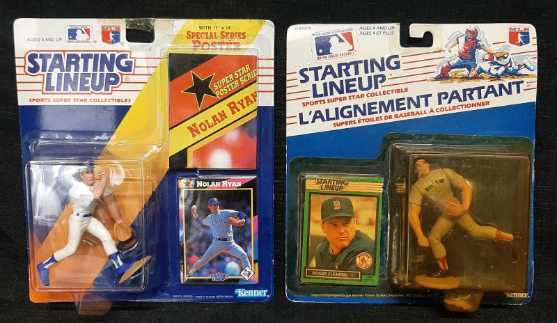 Vintage Kenner 1988 & 1992 MLB Baseball Starting Lineup Figures | Includes Rangers Nolan Ryan & Red Sox Roger Clemens | Both Figures are About 4" Tall