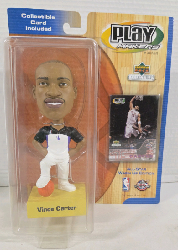 Vintage | NBA 2001 Vince Carter Playmakers bobblehead and collectible card | Box, Card & Figure in Great Condition