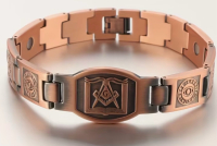 New 9.99 %Copper Magnetic Masonic Bracelet Adjustable Solid Band Approximately 8.25 inch <br/>Symbolic Pattern<br/>Instructions and link tool included