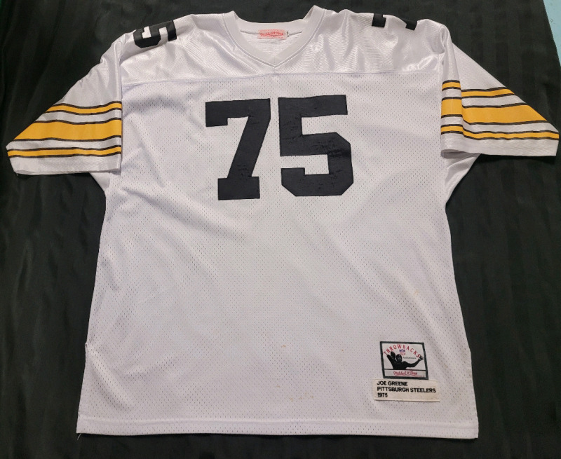 NFL Football Mitchell & Ness 1975 Pittsburgh Steelers #75 " MEAN " JOE GREENE Throwback Jersey , Size 60 . Stitched Name & Number . Would benefit from cleaning before use