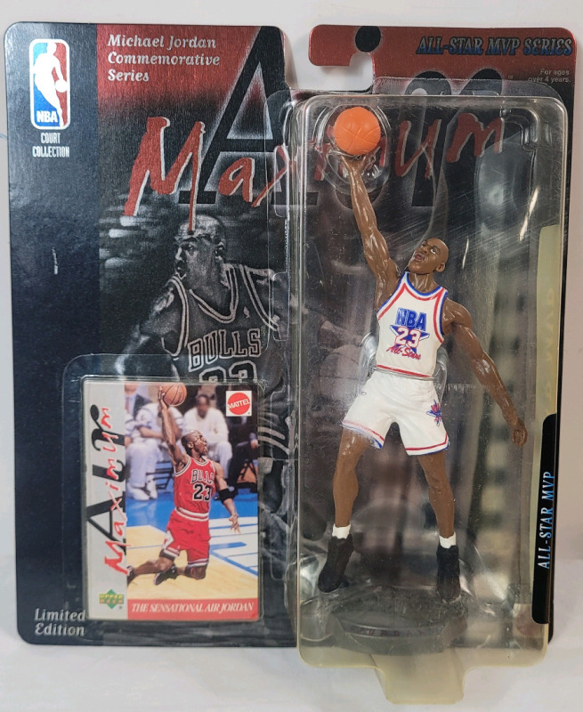 1999 Mattel Michael Jordan Commemorative Series Action Figure " Air Maximum 1996 All-Star MVP Series " . Sealed on Card Back (blister pack)