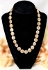 Gorgeous Vintage Tied Champagne Coin Pearl Necklace With Stamped 14K JS Oval Filigree Box Clasp - 18" Long
