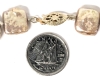 Gorgeous Vintage Tied Champagne Coin Pearl Necklace With Stamped 14K JS Oval Filigree Box Clasp - 18" Long - 3