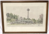 Vintage 1996 Signed Framed Print "Victoria Park With Skylon Tower - Niagara Falls" by Maria - 22" &times; 16" Possibly Hand-Coloured (See Pics)