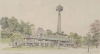 Vintage 1996 Signed Framed Print "Victoria Park With Skylon Tower - Niagara Falls" by Maria - 22" &times; 16" Possibly Hand-Coloured (See Pics) - 2