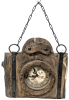 Neat Vintage Signed Handmade Porthole-Style Wood Wall Clock With Dried Pressed Flowers & 4-Leaf Clover - 14" &times; 14.75" Excluding Chain (As-Is, Currently Non-Functioning)