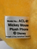 Vintage 1996 Disney &times; PhoneLife MICKEY MOUSE Plush Landline Phone Model ACL-M1 - 14" Tall Including Ears - 4