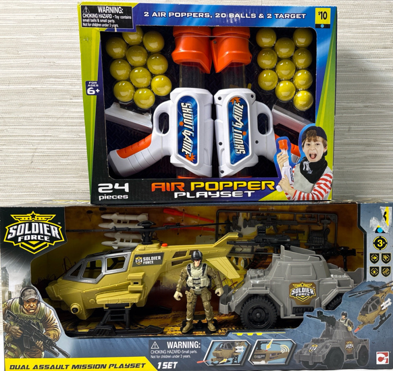 2 New Air Popper PlaySet and Dual Assault Mission Playset| For Ages 3+ & 6+