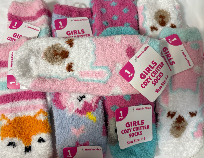9 New Pairs of Girls Cozy Critter Socks| Shoe Size 7-3