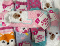 9 New Pairs of Girls Cozy Critter Socks| Shoe Size 7-3