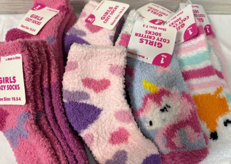 14 New Pairs Girls Cozy Socks| Size 10.5-4, 7-3| Total Retail Price is 49 USD