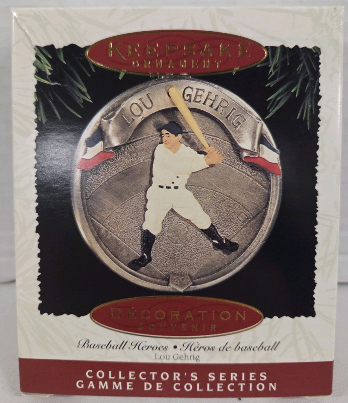 Vintage | 1995 Lou Gehrig Hallmark Basevall Heros Collector's Series Figure 2 Ornament