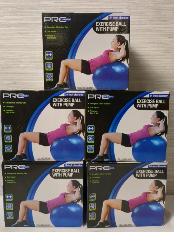 5 New Pro Strength Exercise Ball With Pump 24 inch Diameter