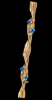 Gorgeous Older Vintage WHITE CO Stamped 1/20 12K GF Gold Filled Stick Bar Twist Brooch With Sapphire-Blue Coloured Stones - 2.5" Long - 2